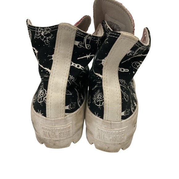 Converse All-Star  Men 6.5 Women 8.5 Black Red Hi-Top Retro Design Sneakers - Picture 4 of 7